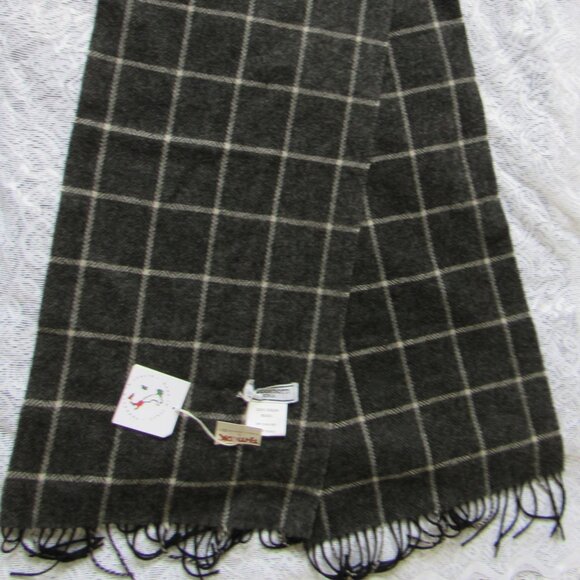 NEW Via Condotti Scarf Wrap Grey White Plaid Virgin Wool Italy,Unisex - Picture 5 of 6
